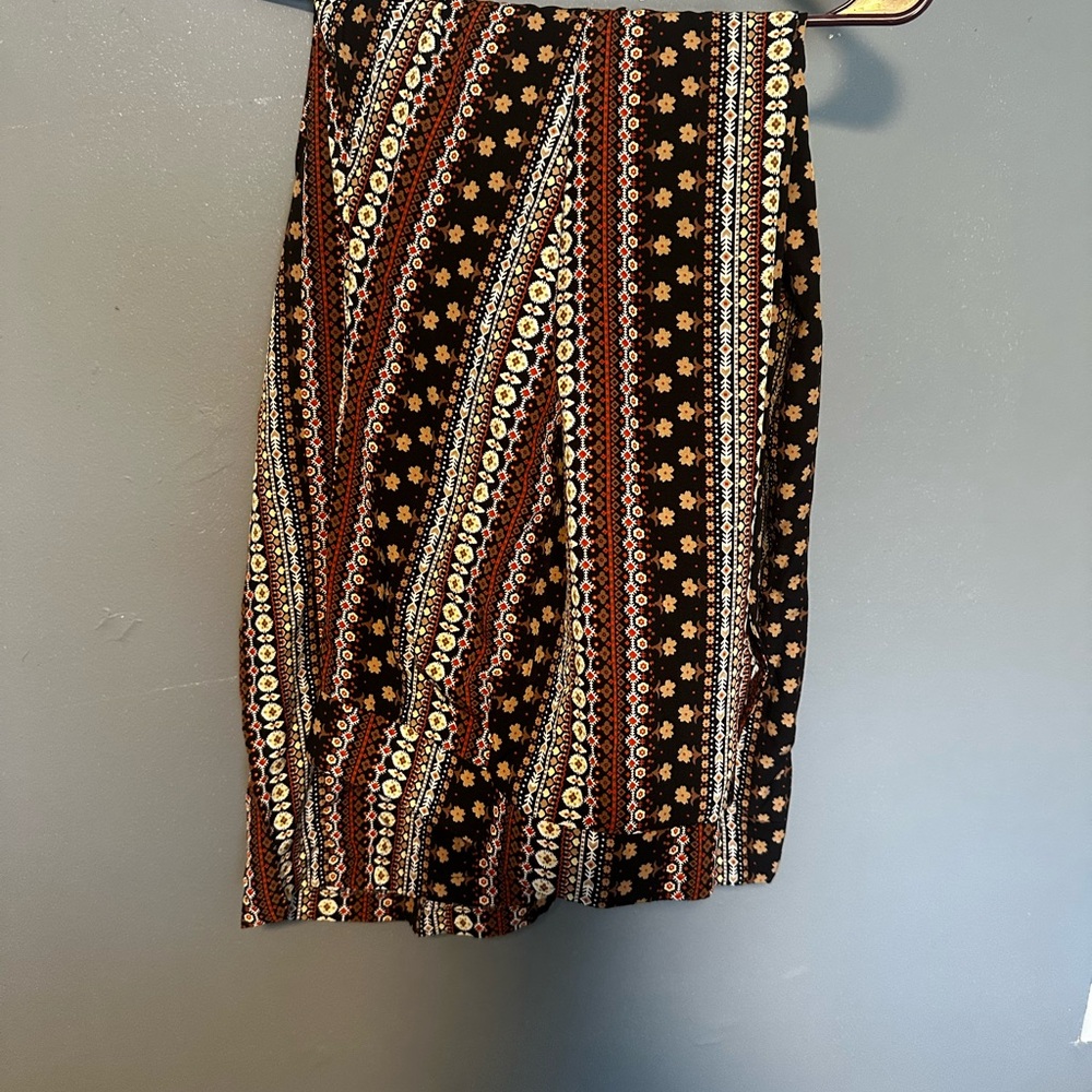 BloomChic Black Floral-Striped Bootcut Pants